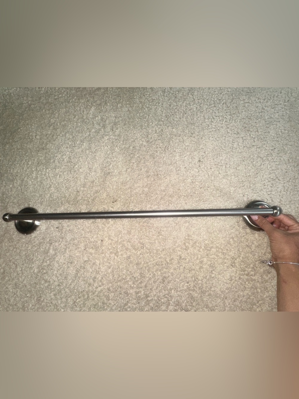 Metal Wall Towel Bar in Brushed Silver